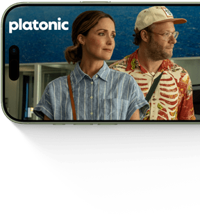 iPhone 17, exterior front, showing the Apple TV+ series Platonic