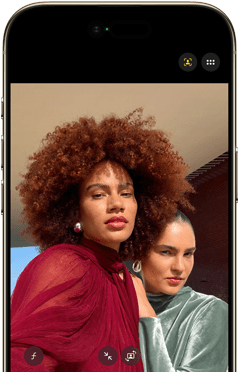 iPhone Air, front exterior, Dynamic Island centered near top, Center Stage for photos feature in use