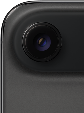 iPhone Air, back exterior, Space Black color, top rounded corner, single-lens Fusion camera system