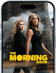 An iPhone 17 front screen showing the Apple TV+ series the Morning Show