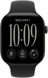 Apple Watch Series 12, aluminum case, black color, Responsive Art watch face, Sport Band, black color