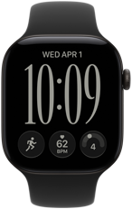 Apple Watch Series 12, aluminum case, black color, Responsive Art watch face, Sport Band, black color