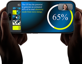 Horizontal video call demonstration of a keynote presentation on iPhone 18 Pro, Black